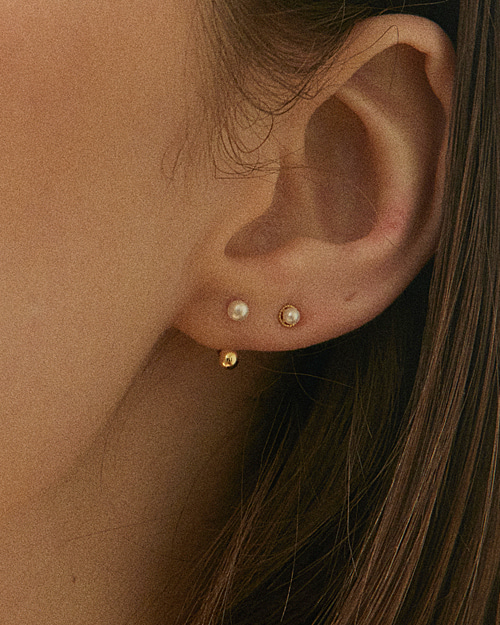 14k U curve pearl ball earring(1EA/2size)