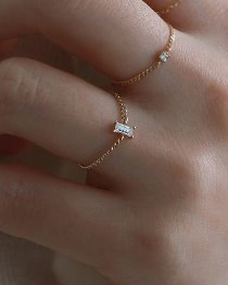 14k gold oblong Q chain ring